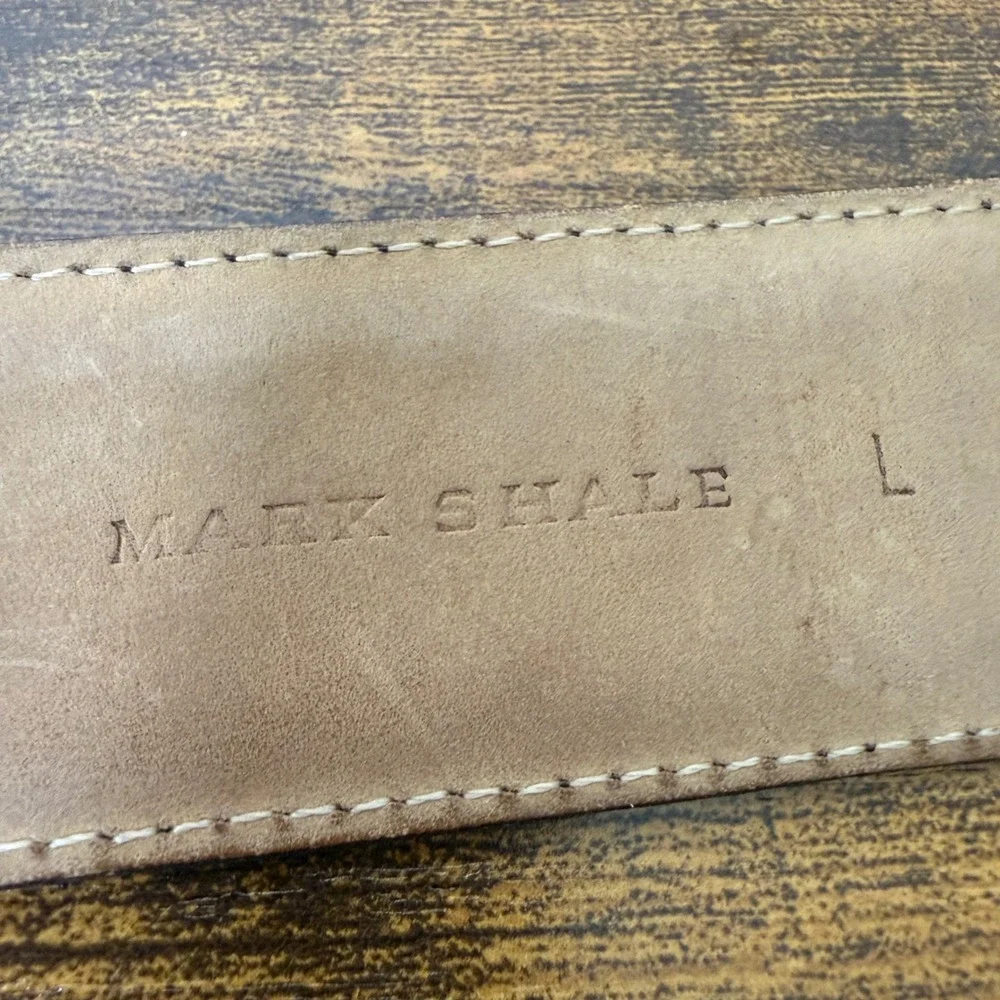 VTG Mark Shale Men's Genuine Leather Belt Large Brown Croc Embossed Print Preppy